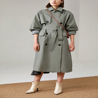 Marka brytyjska new Fashion 2021 jesień/jesień Casual dwurzędowy prosty klasyczny długi płaszcz z paskiem Chic kobieta wiatrówka 1
